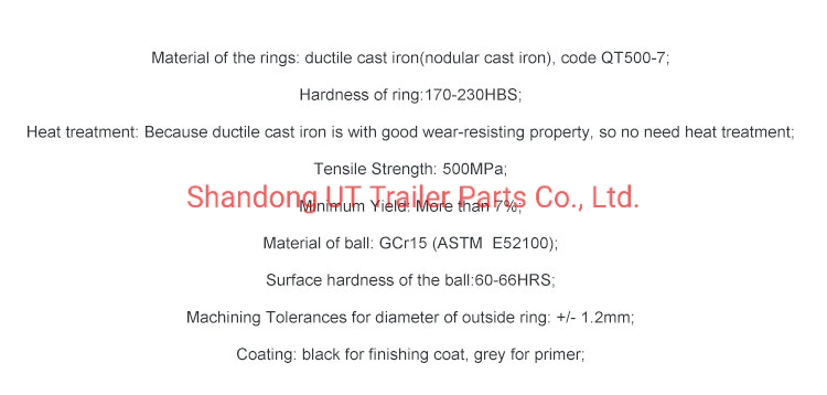 Semitrailer Parts Qt500-7 Cast Iron Material Ball Bearing Turntable