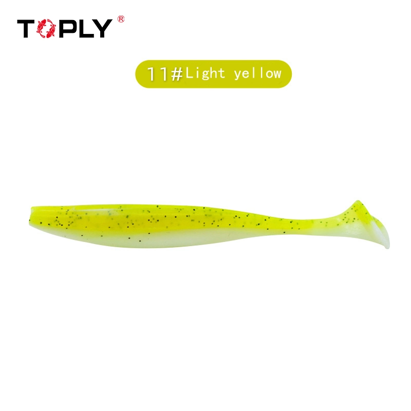 Toply Bait Smooth Two-Color T Tail Lead Head Hook Fresh Water Undulating Soft Bait Downfishing Lure Fishing Group Soft Worms