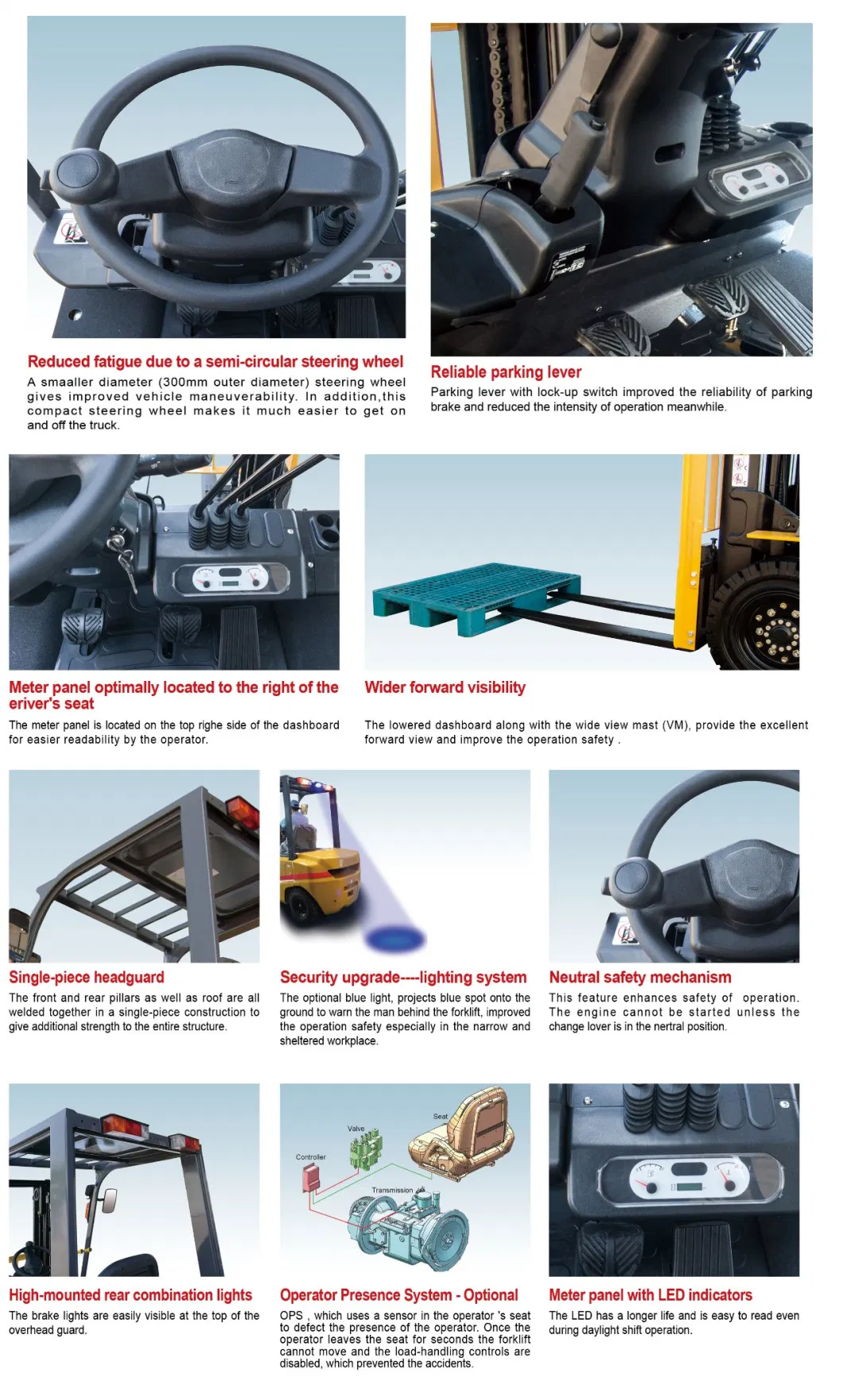 7ton/7000kgs Diesel Forklift 3m/4.5m/5m/6m Lifting Height, with Japanese Isuzu/Mitsubishi/Perkins Engine, with Side Shift/Solid Tyre Tcm Technical