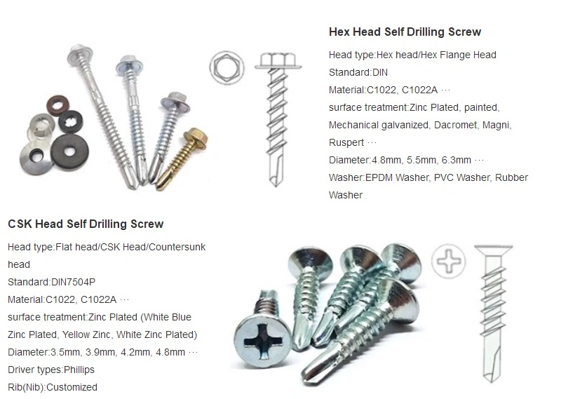High-Strength Carbon Steel Hexagonal Self-Tapping Screws Head Paint Drill Tail Non-Standard Self-Tapping