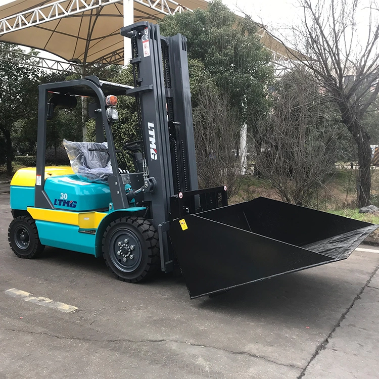 Chinese Manufacturer Ltmg 3 Tonne 3-Stage Full Free Mast Forklift with Hinged Bucket