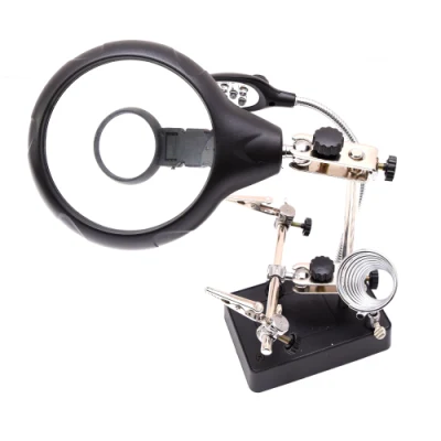 3.5X Mano soporte de soldadura con luz LED Lupa Lupa