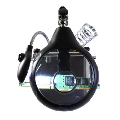 3.5X Mano soporte de soldadura con luz LED Lupa Lupa