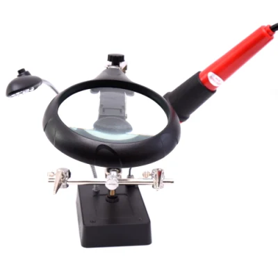 3.5X Mano soporte de soldadura con luz LED Lupa Lupa