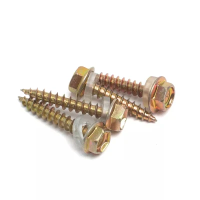 Los fabricantes sujetador amarillo hexagonal galvanizado de Estrella cabeza fuerte hilo cola tornillo autorroscante