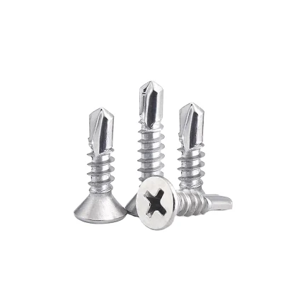 Ss410 SS304 SS316 de cabeza plana de la cruz de acero inoxidable Self-Drilling el tornillo de cabeza avellanada, perforar la cola de milano el tornillo