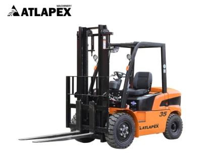 Atlapex 3,5ton 3,5t camión de elevación de la carretilla diésel con palanca lateral y. Posicionador de horquilla