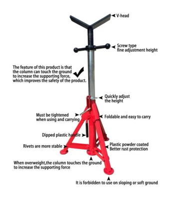 Heavy Duty 1.5ton V fija de acero del tubo de cabeza de gato/tubo ajustable Stand para la soldadura