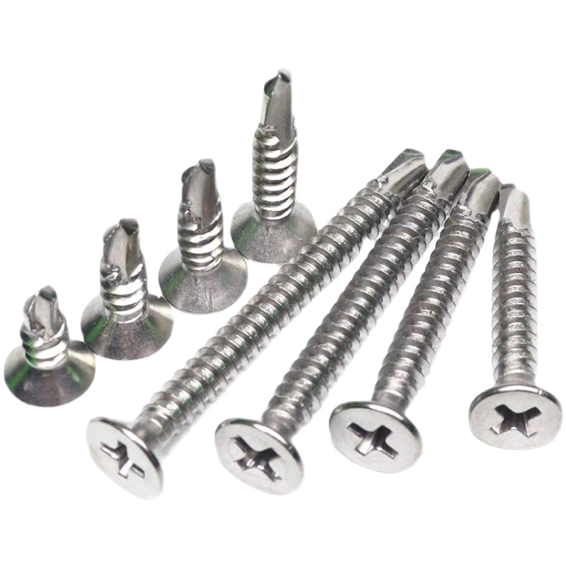 Ss410 SS304 SS316 Stainless Steel Cross Flat Head Self-Drilling Screw Countersunk Head Drill Tail Dovetail Screw