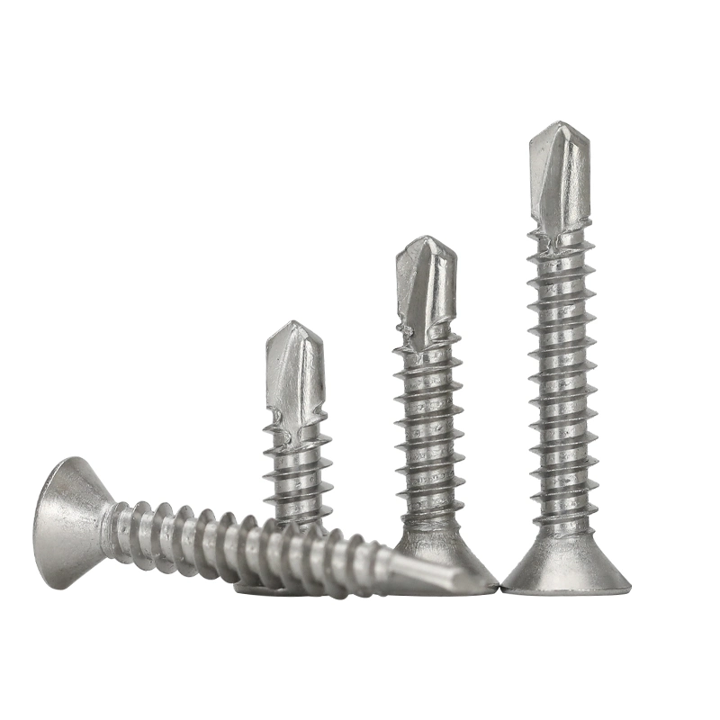 Ss410 SS304 SS316 Stainless Steel Cross Flat Head Self-Drilling Screw Countersunk Head Drill Tail Dovetail Screw