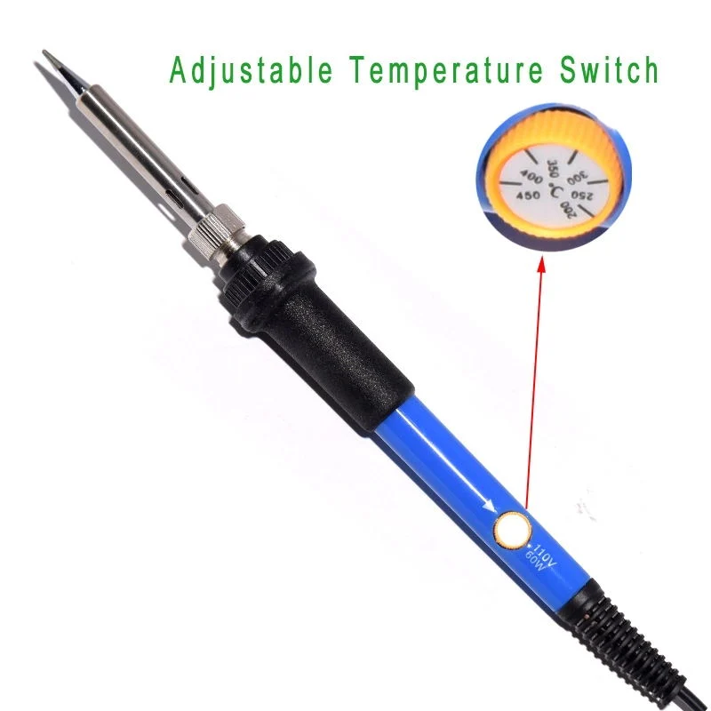60W Professional Temperature Adjustable Electric Soldering Iron Kit 5tips Stand Spone