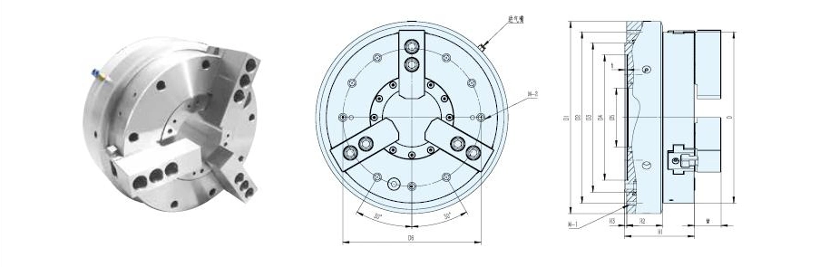 China Front-Mounted Pneumatic Chuck Kq400t-3