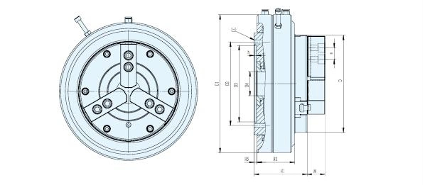 3 Jaw Front-Mounted Pneumatic Chuck Kq110t-3