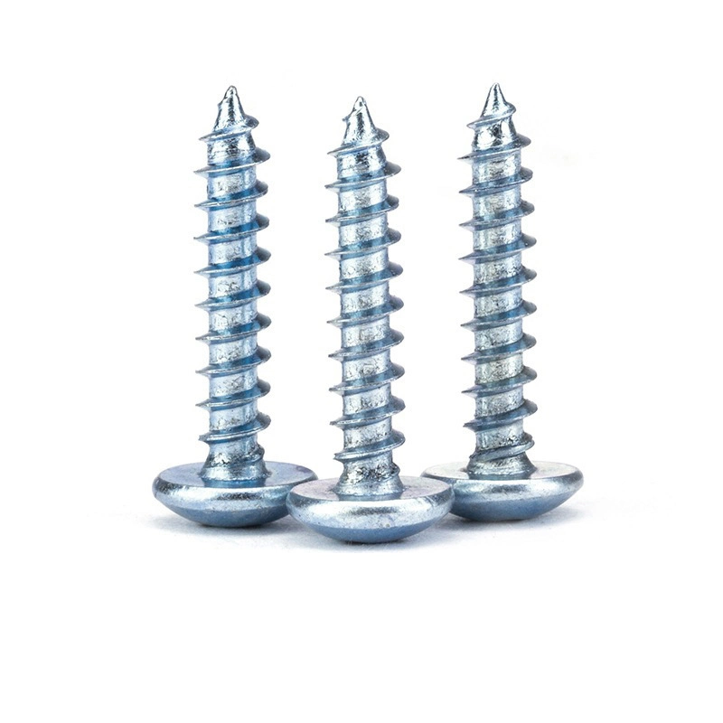 Blue White Zinc Hard Cross Large Flat Head M4 M5 Ta Large Mushroom Tip Tail Tapping Screws