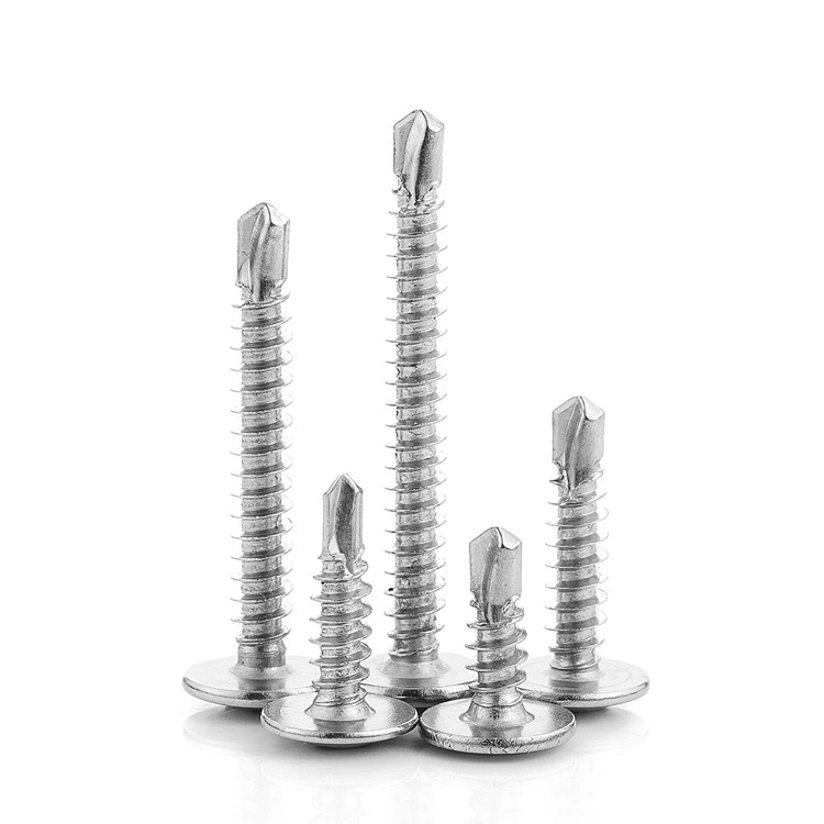 Stainless Steel 410 M4.2 M4.8 Cross Recessed Pan Washer Wafer Head Self Drilling Screw Cross Drill Tail Screw Roofing Screw