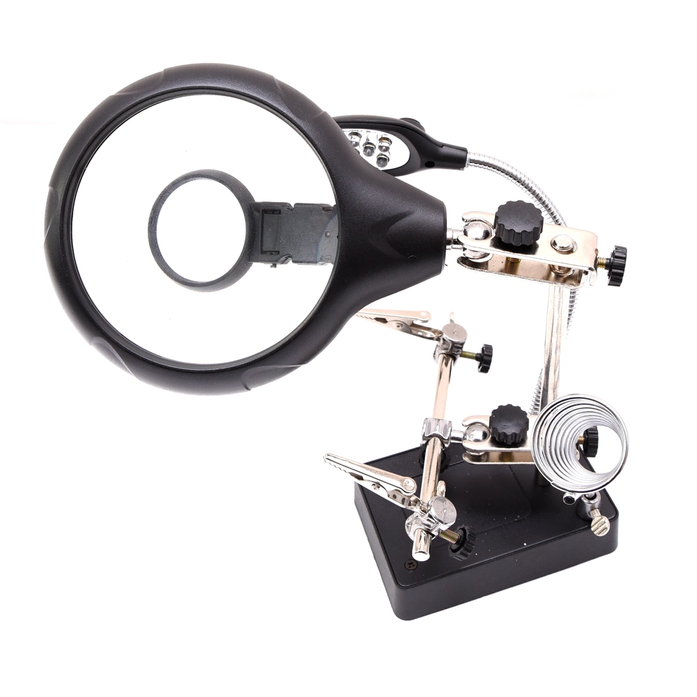 3.5X Helping Hand Soldering Stand with LED Light Magnifier Magnifying Glass