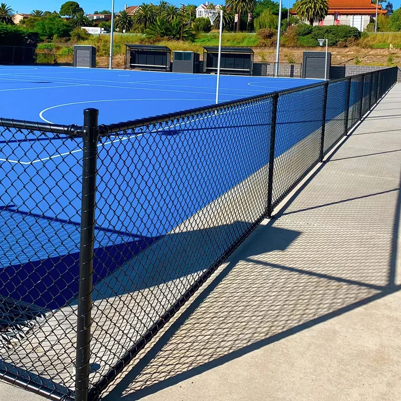Hot Dipped Galvanized Black Chain Link Fence Panels for Sports Playground Basketball Court Garden Wire Mesh Chain Link Fence