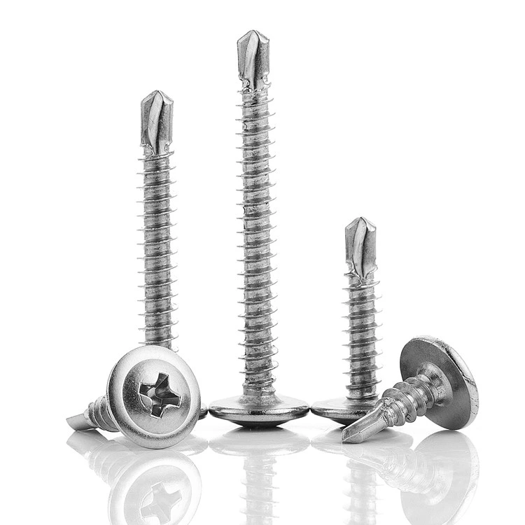 Stainless Steel 410 M4.2 M4.8 Cross Recessed Pan Washer Wafer Head Self Drilling Screw Cross Drill Tail Screw Roofing Screw