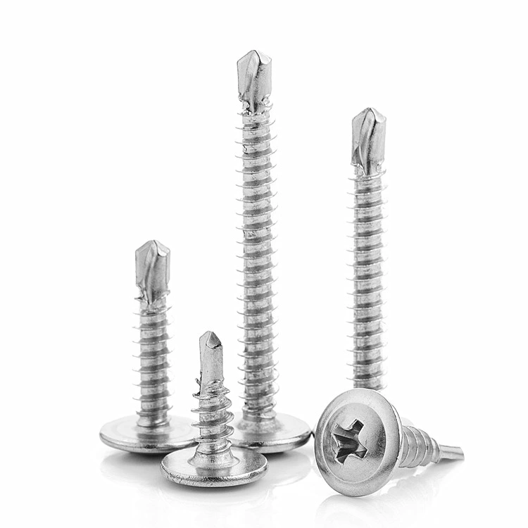 Stainless Steel 410 M4.2 M4.8 Cross Recessed Pan Washer Wafer Head Self Drilling Screw Cross Drill Tail Screw Roofing Screw