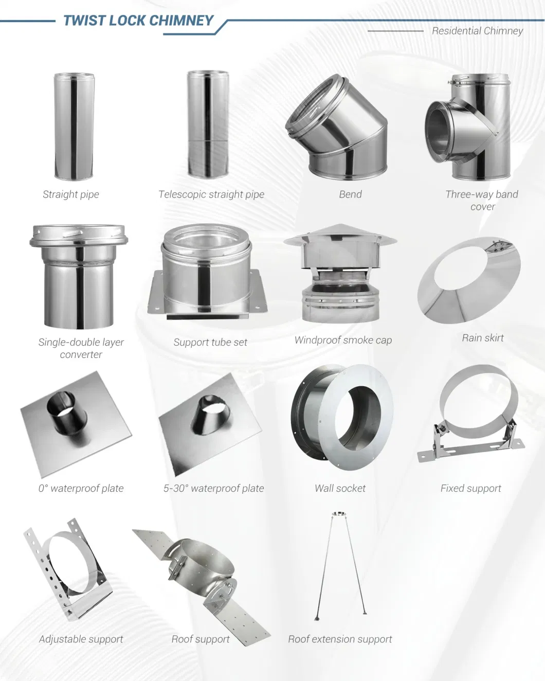 Stainless Steel Wall Base Support for Chimney Flue Kits