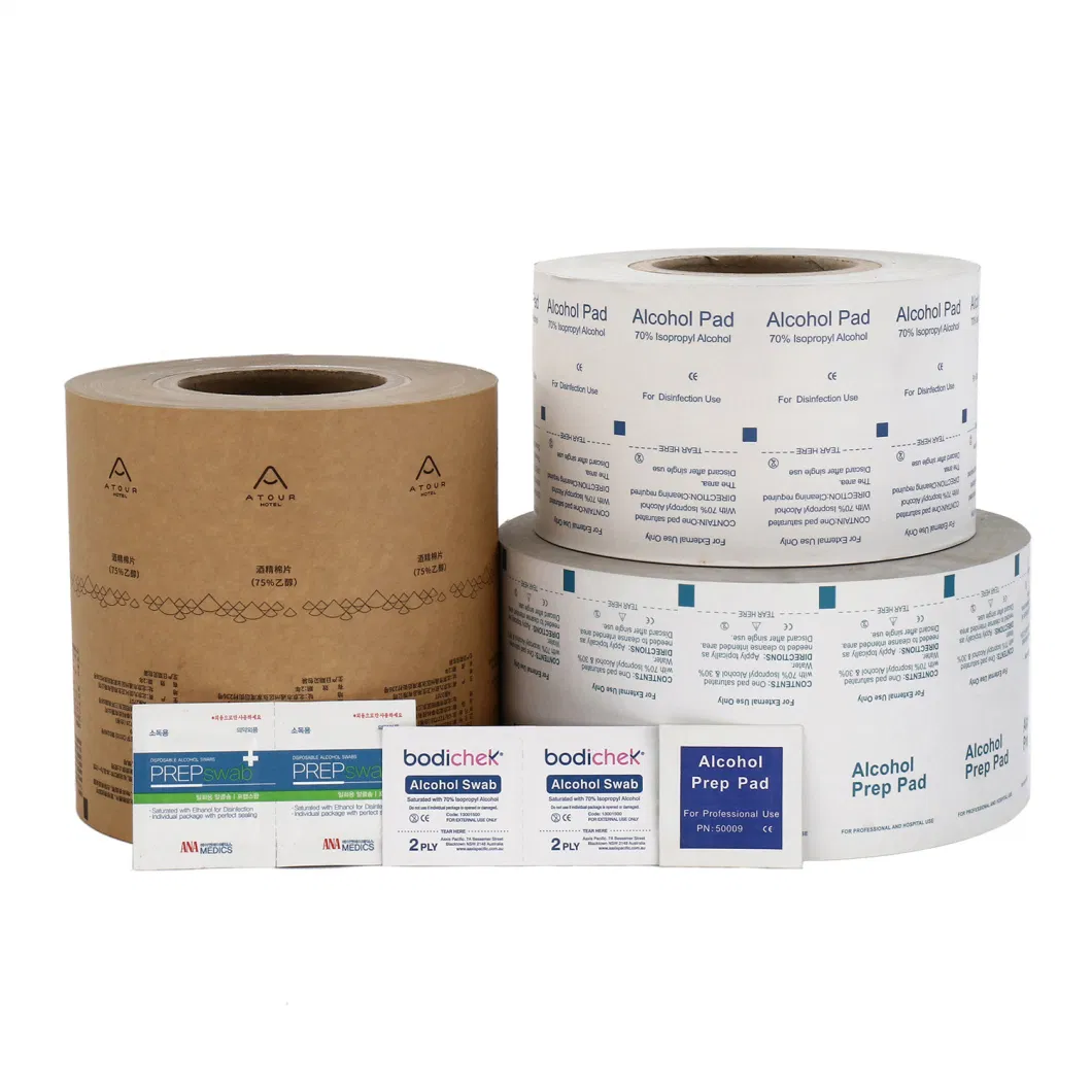 Paper/PE/Al/Eaa 73/83/103G Aluminum Foil Paper Rolls for Lenses Wipes Packaging