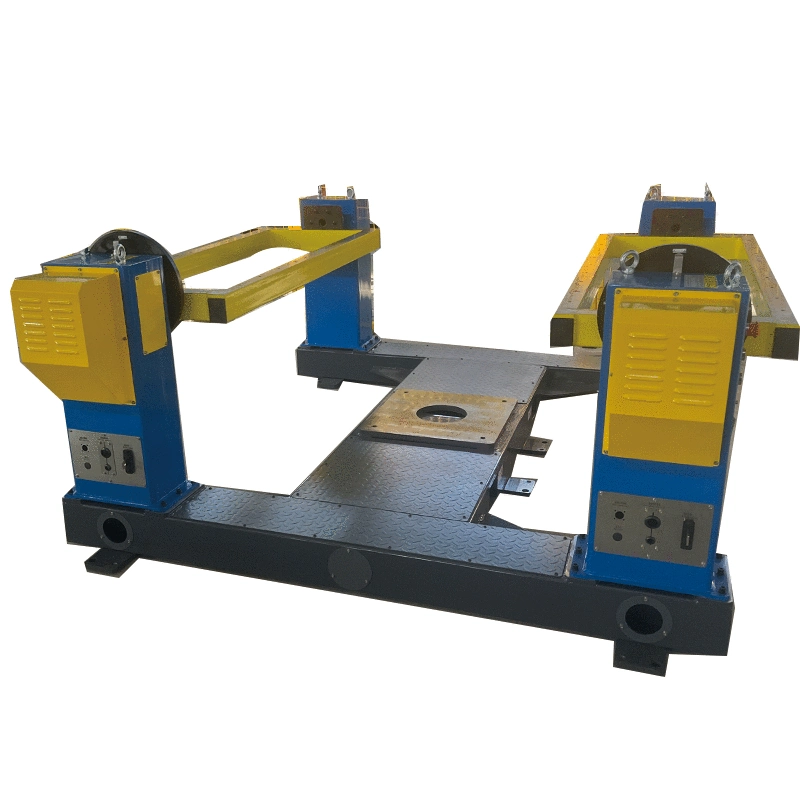a Dual Column Welding Positioner with a 1-Axis Customizable Frame That Can Be Flipped and Changed Angle for Robot Welding