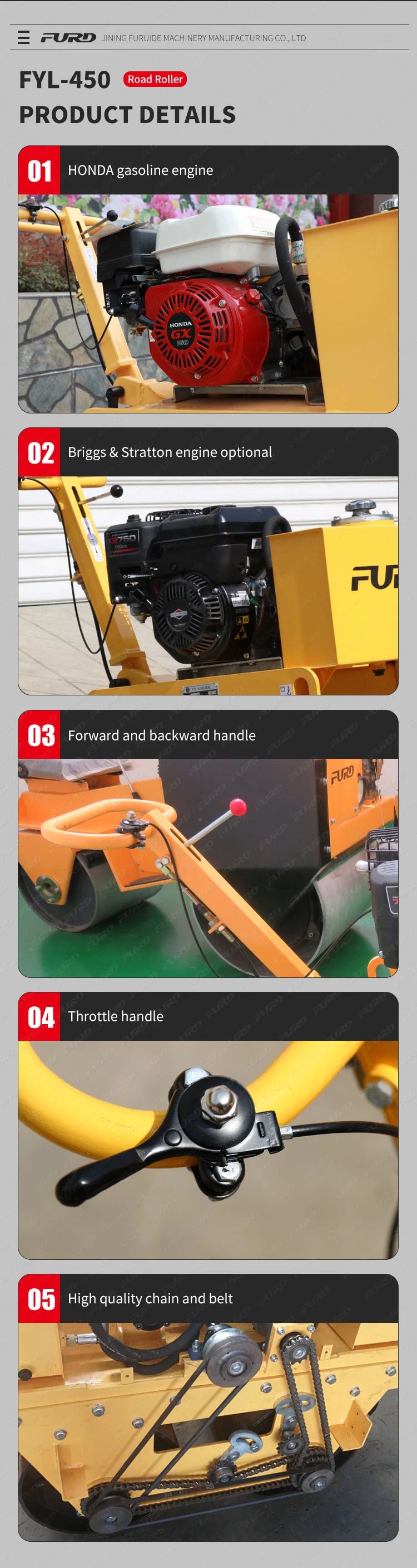 Small Road Roller with Superior Performance Famous Hydraulic Rotating System