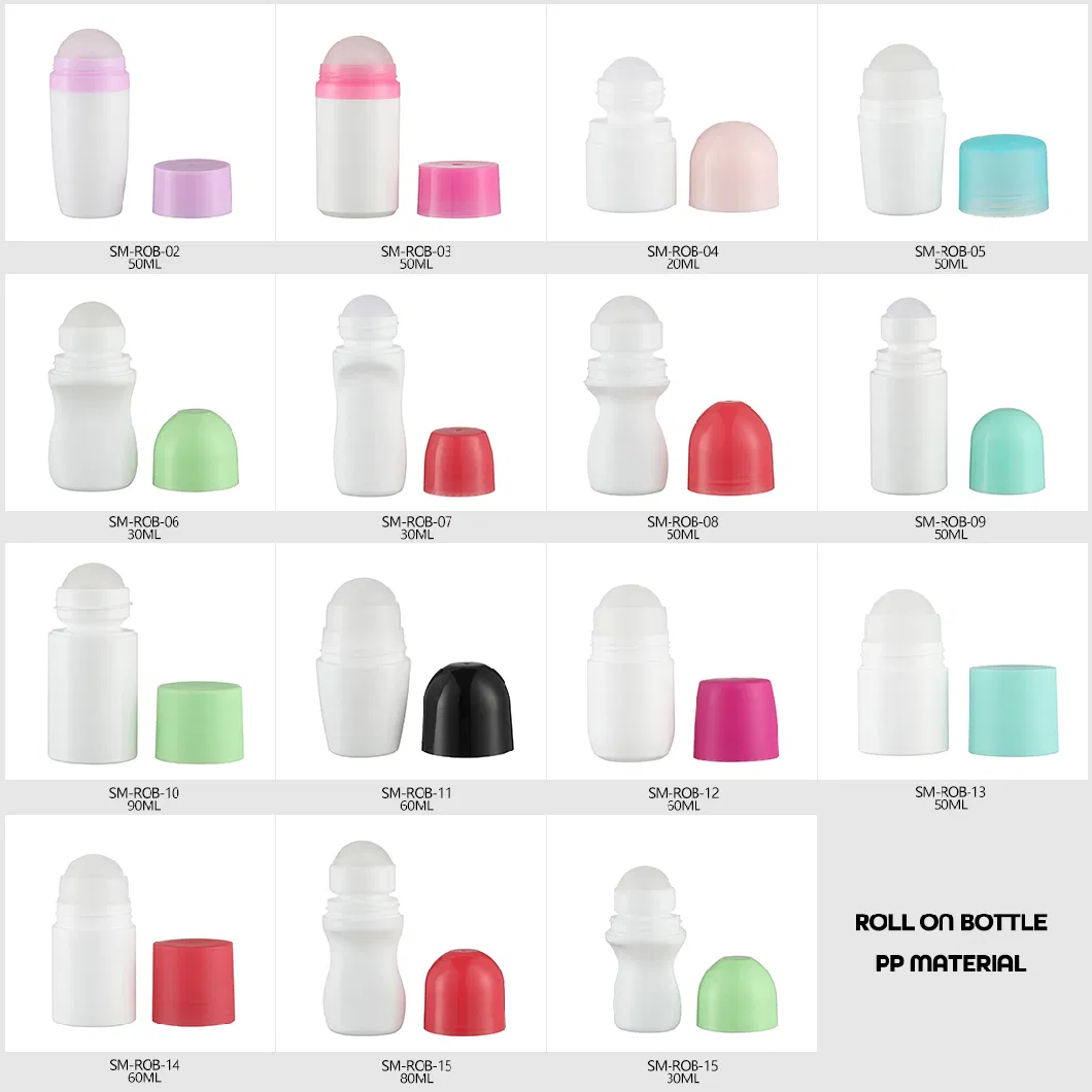 Wholesale Colorful 60ml Roll on Bottle Personal Care Empty Plastic Sunscreen Cream Bottle 50ml Deodorant Roller Containers with PP Ball