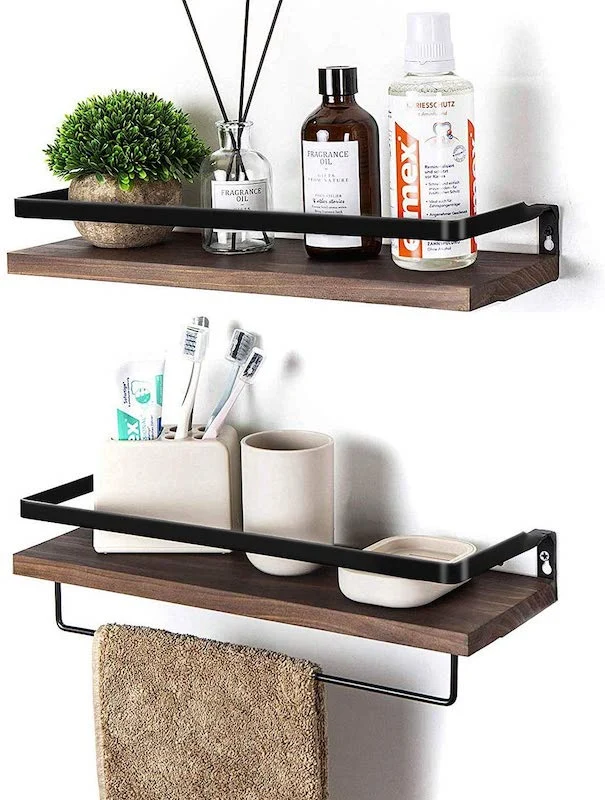 Wall Mounted Bedroom Bookshelf Kitchen Industrial Pipe Shelf Display Stand