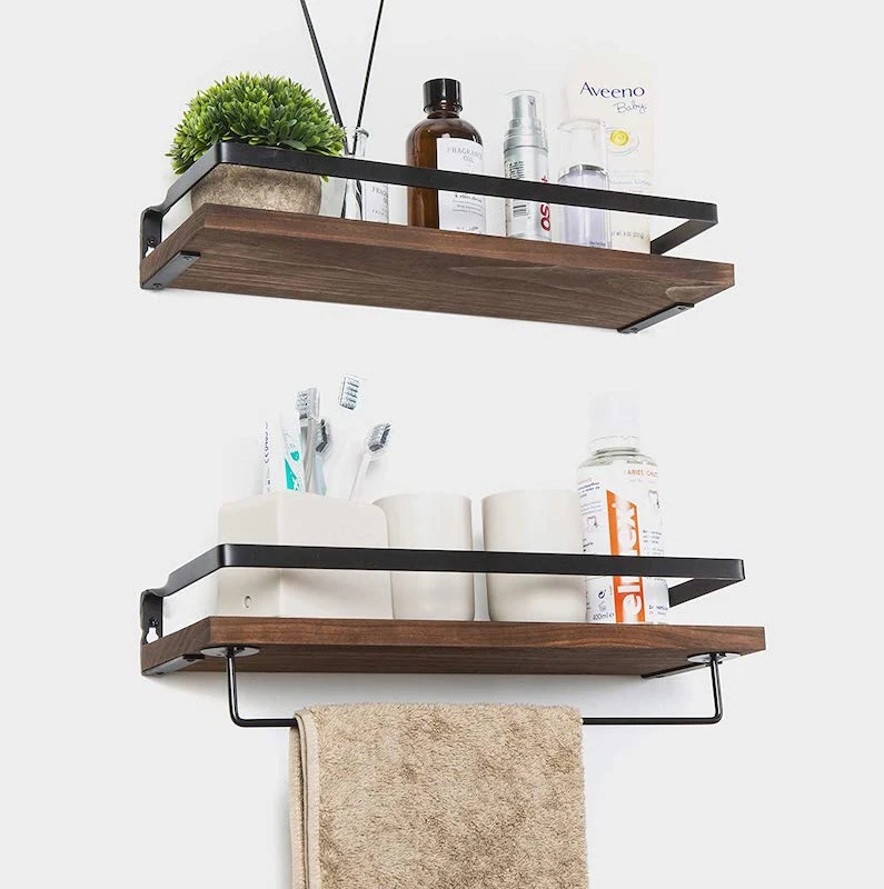 Wall Mounted Bedroom Bookshelf Kitchen Industrial Pipe Shelf Display Stand