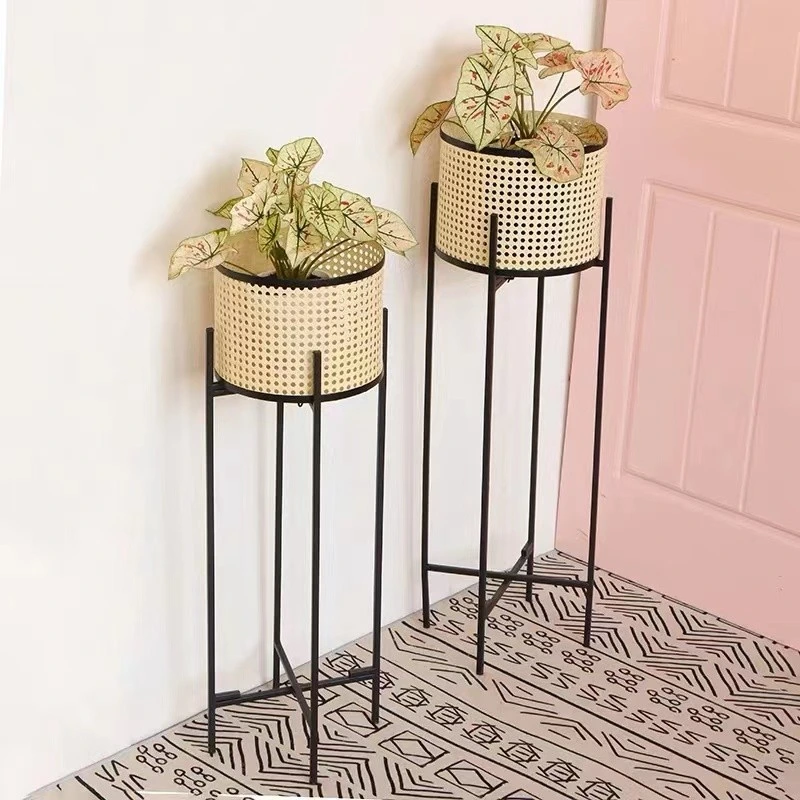 Best in Class Iron White Flower Pot with Round Pipe Gold Stand for Home and Office Decoration