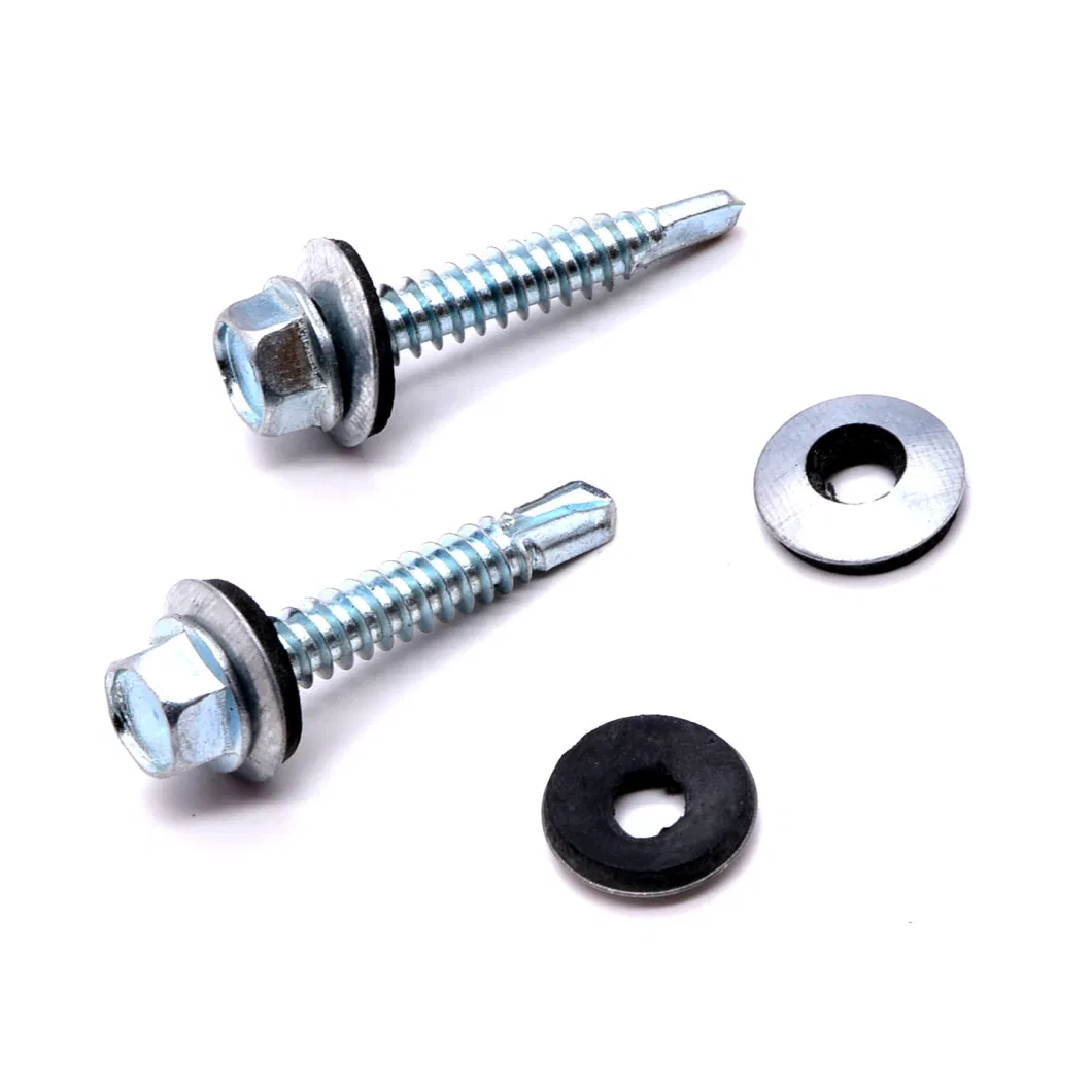 Hexagon Head Self Drilling Screw with Collar Stainless Steel Hex Drill Tail 5PCS Packed Hwh SDS