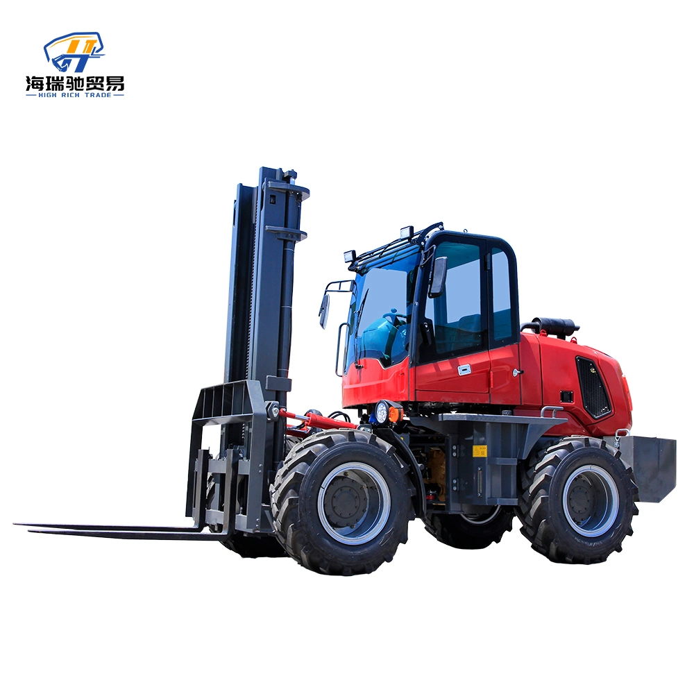 High Rich 3.5t off-Road Forklift Brand Engine Operation in Four-Wheel Drive Mode