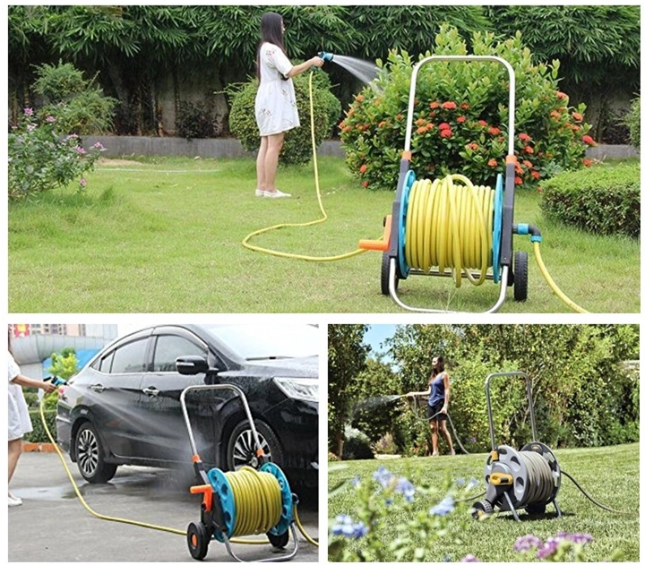 Portable Garage Pipe Rack Car Garden Water Hose Reel Cart