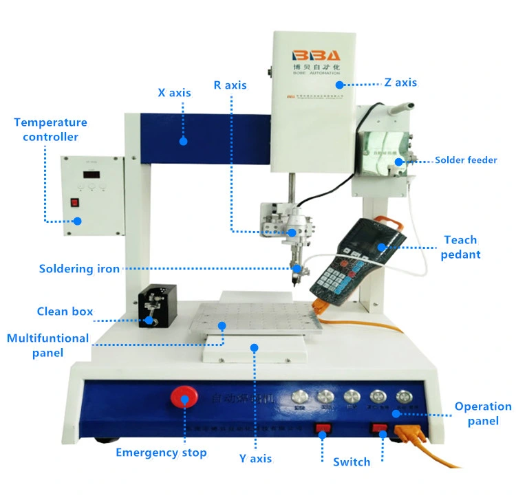 Bba High Quality Automation Wire Welding Machine with Four Axis Rotating Soldering Machine Electronic Products Machinery Automatic DIP Tht Soldering Machine