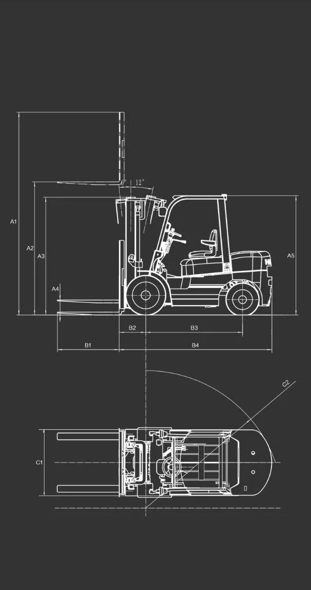 Forklift Truck with Side Shifter and Fork Positioner 4t Diesel Forklift