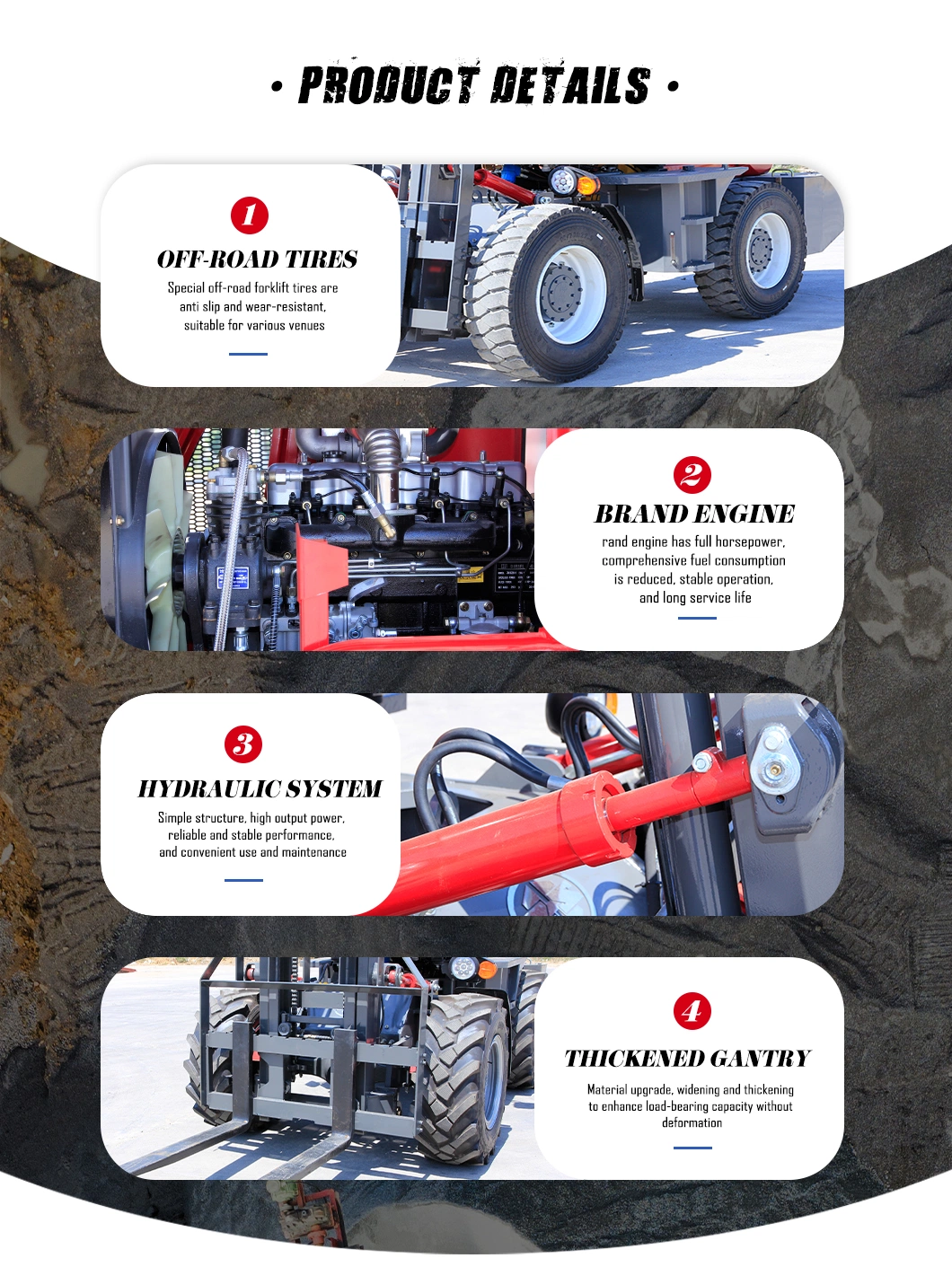 High Rich 4t Middle Hub Reduction Many Configurations of off-Road Forklifts