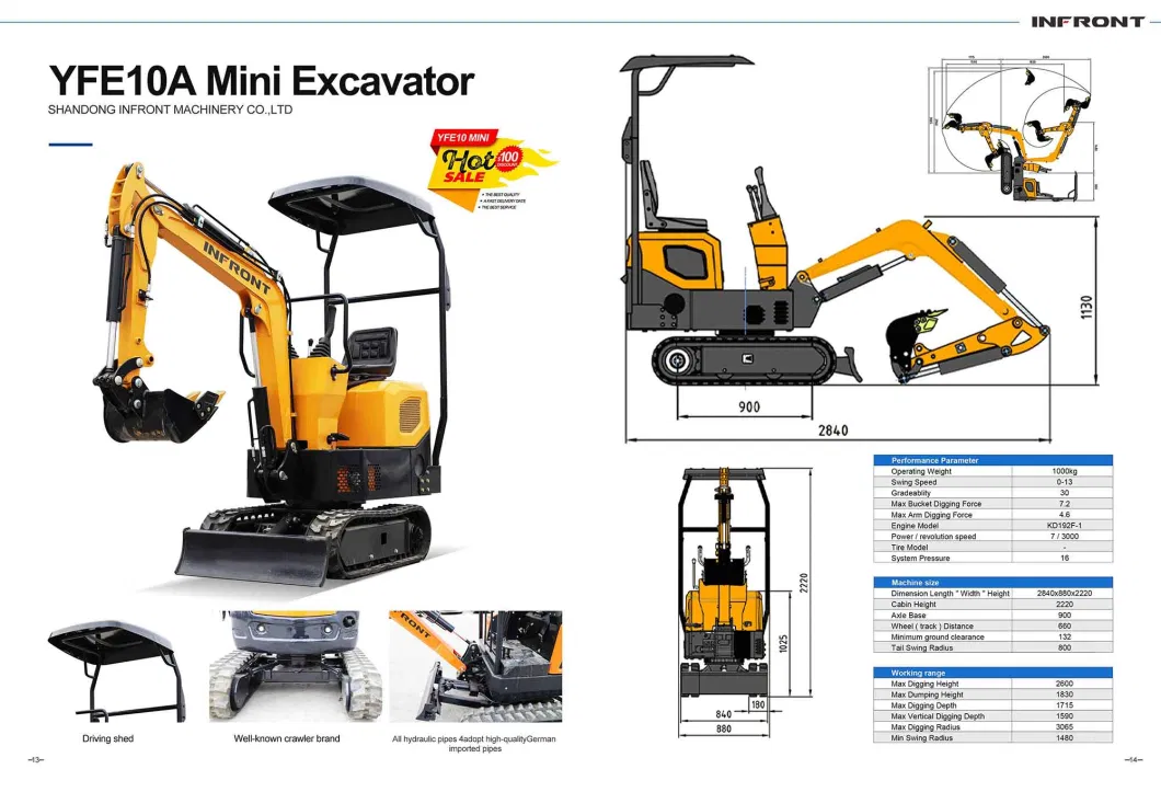 Infront Low Price Offer 1 Ton Small Hydraulic Excavator for Home