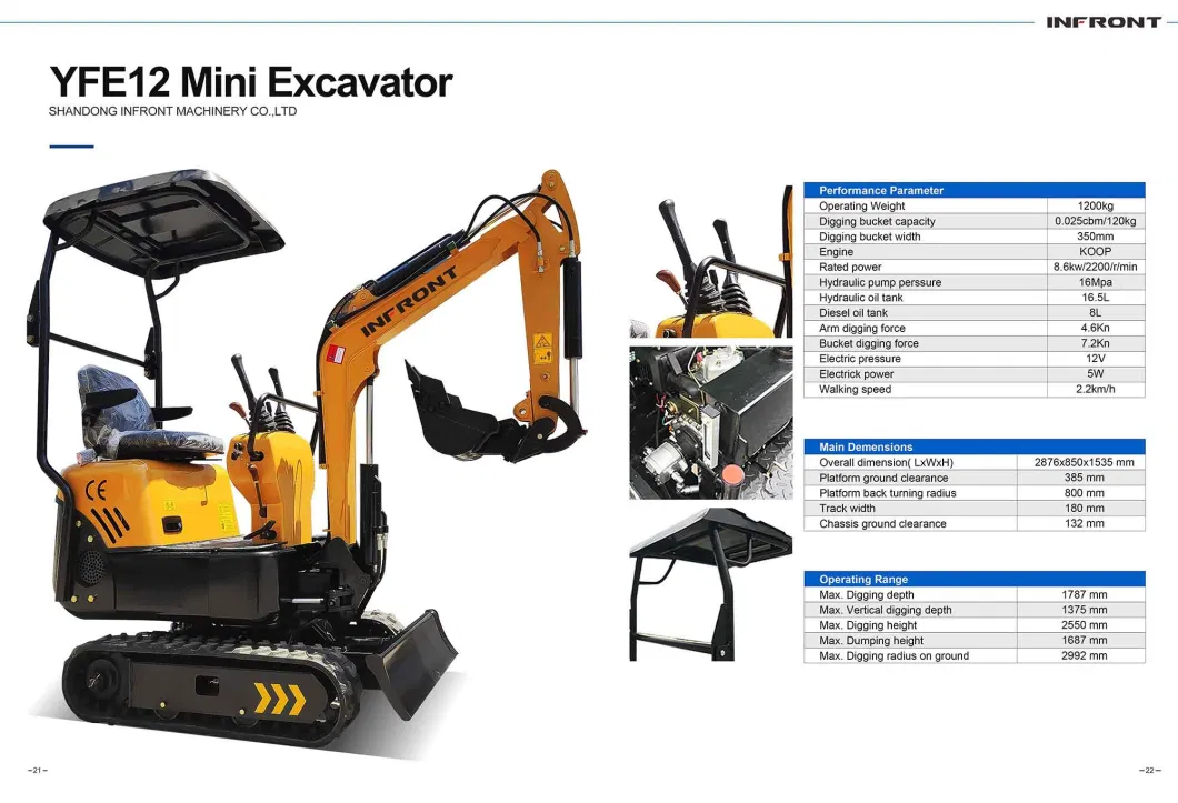 Infront Low Price Offer 1 Ton Small Hydraulic Excavator for Home