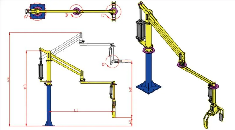 Air Powered Column Mounted Industrial Manipulator Pneumatic Arm