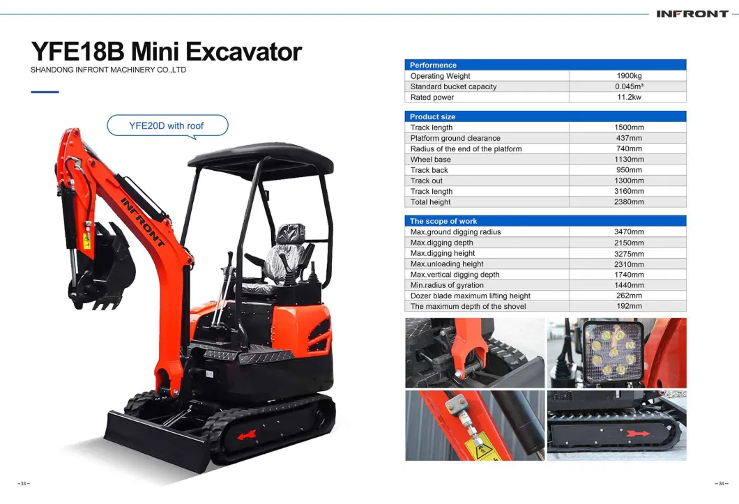 Infront Low Price Offer 1 Ton Small Hydraulic Excavator for Home