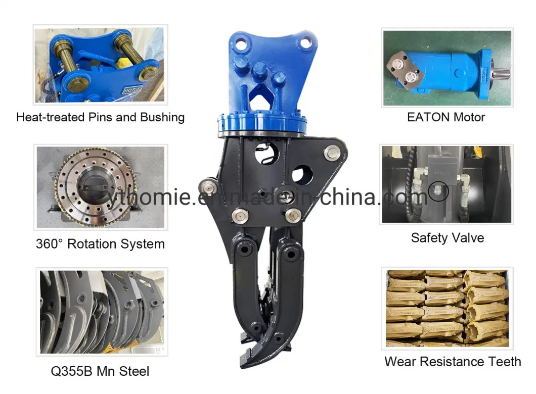 Excavator Parts Rotator Hydraulic Rotating Grapple Wood Grab Rock Grab Log Grapple