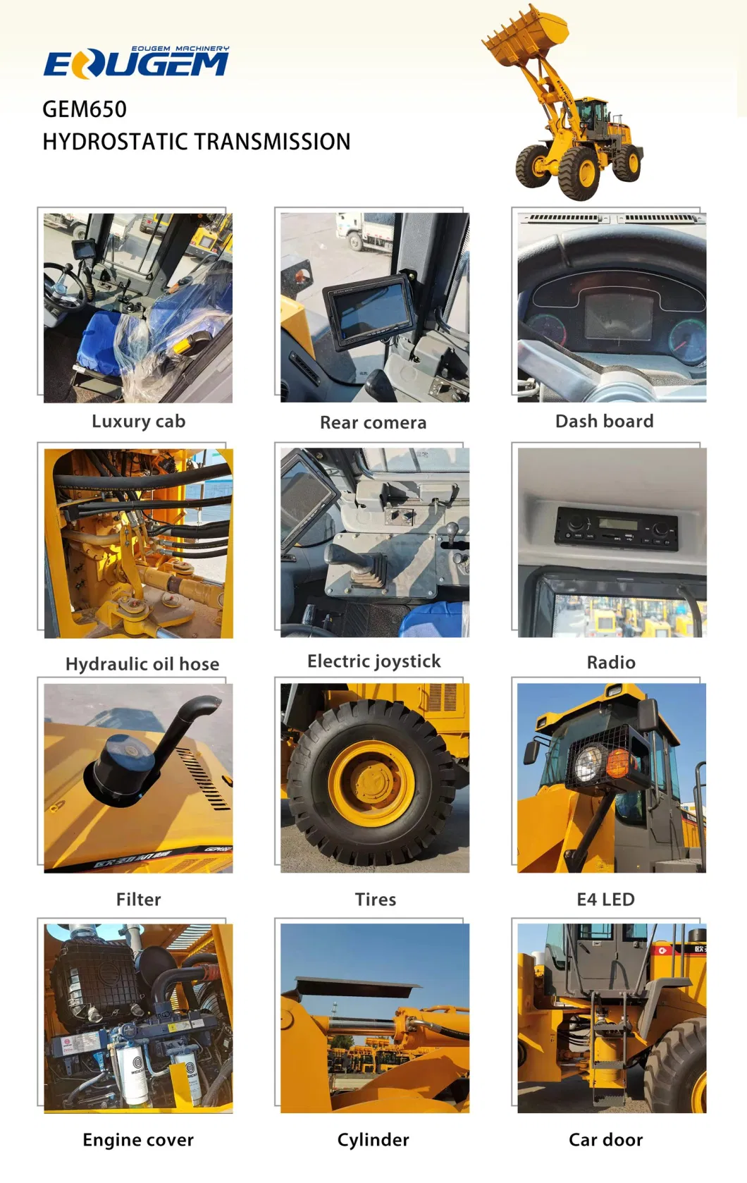 Heavy Construction Machinery 5ton Gem650 Wheel Loader for Sale