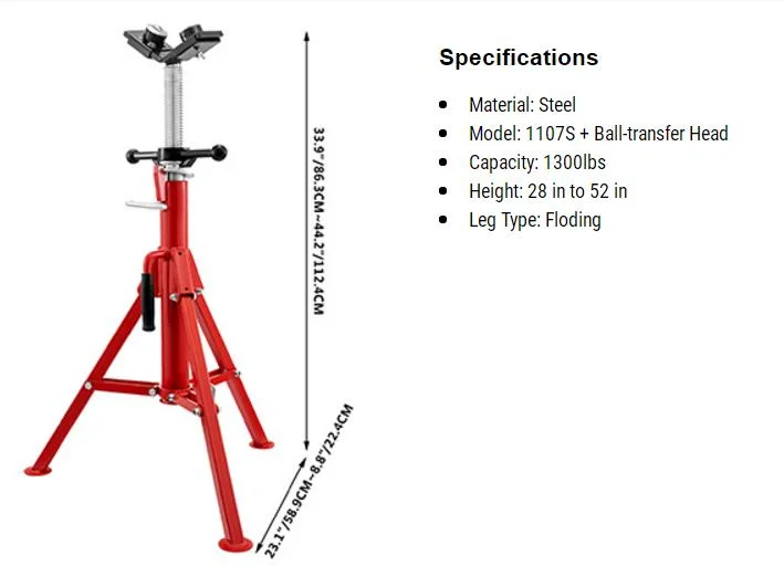 V-Head 1/8&quot;-12&quot; Pipe Holder Pipe Support Stands with 1300 Lbs Load Capacity