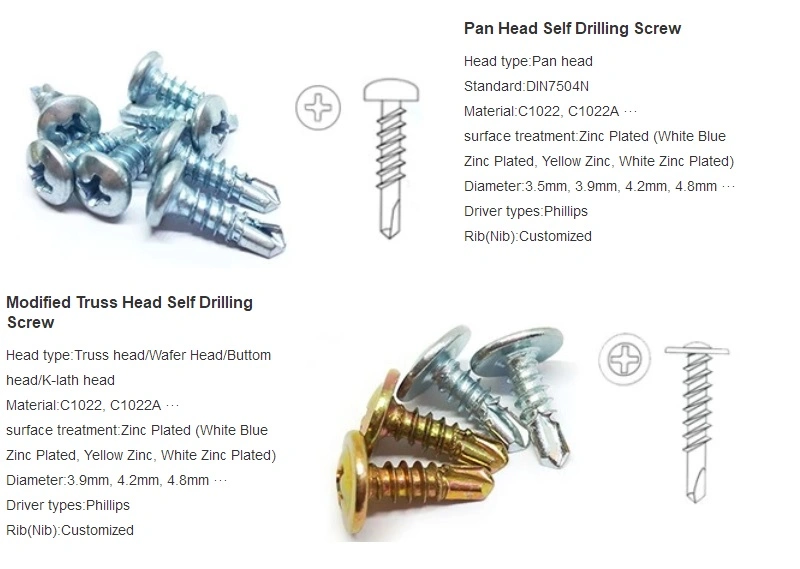 Zinc Indented Hex Head Drill Tail Screw Tek Screw