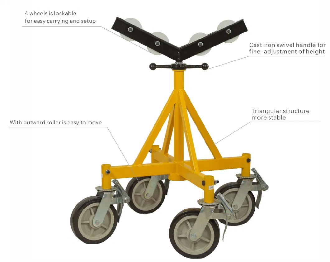 36 Inch Giant Pipe Jack Stand Heavy Duty Roller Head Pipe Support with Casters