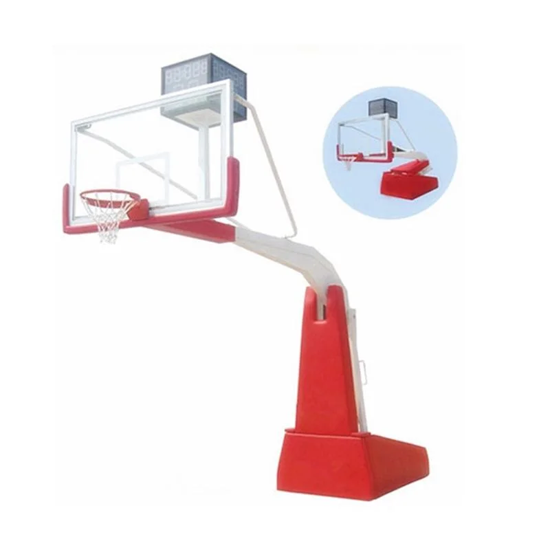 Basketball Stand Hongkang Fiba Approved Movable Foldable Manual Hydraulic Basketball Goal Basketball Hoop Stand for Basketball Gym