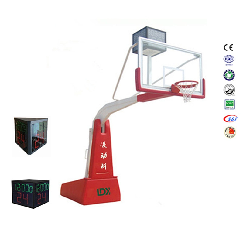 Basketball Stand Hongkang Fiba Approved Movable Foldable Manual Hydraulic Basketball Goal Basketball Hoop Stand for Basketball Gym