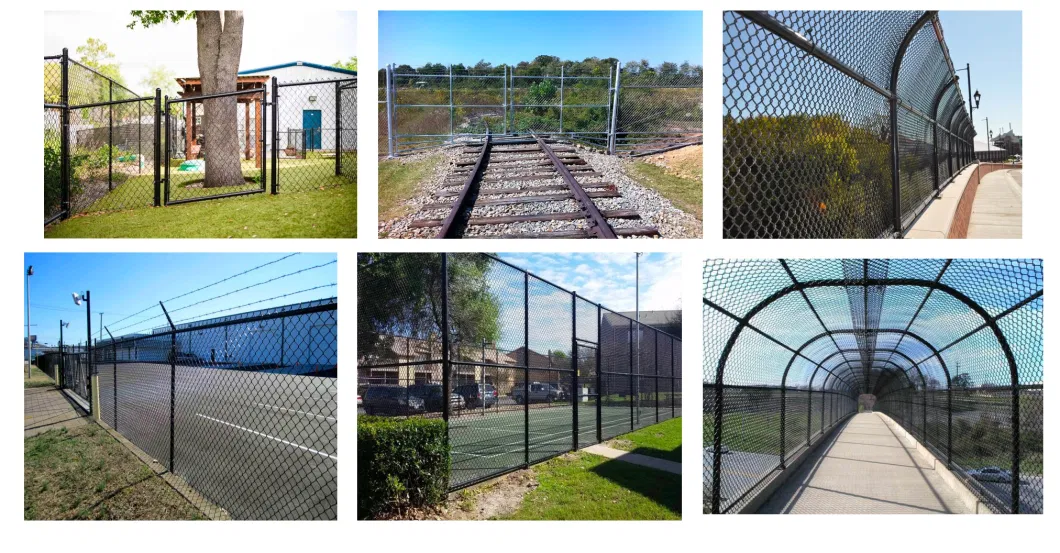 Hot Dipped Galvanized Black Chain Link Fence Panels for Sports Playground Basketball Court Garden Wire Mesh Chain Link Fence