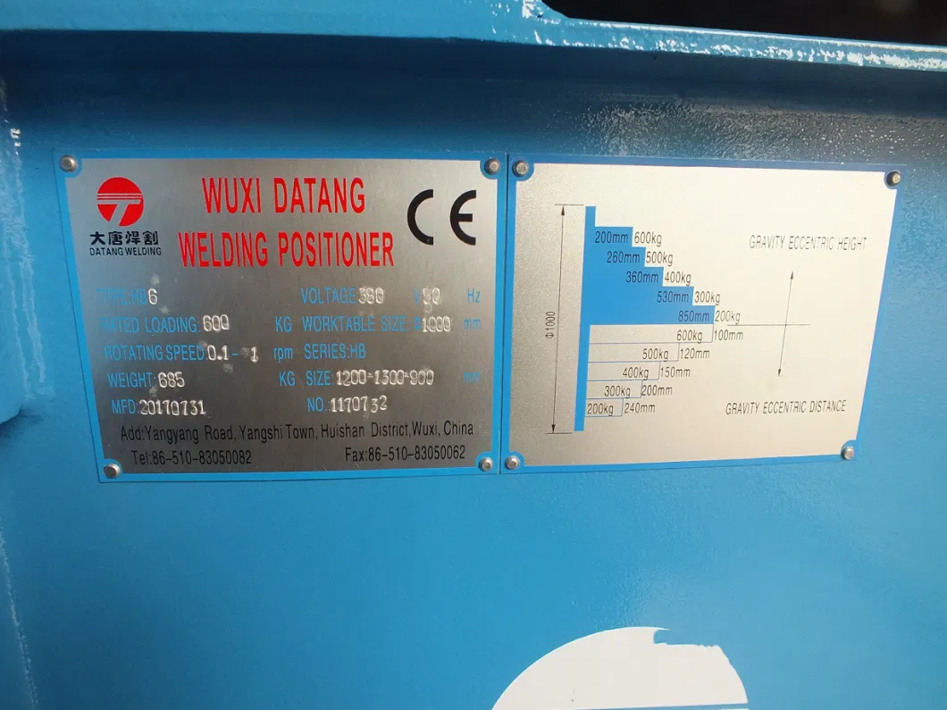 Datang Welding Hb50 5t Auto Welding Positioner Turn Table